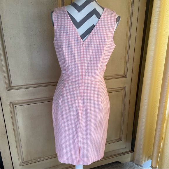 JCrew Pink V Neck Seersucker MIDI Dress Size 8 - Picture 3 of 7